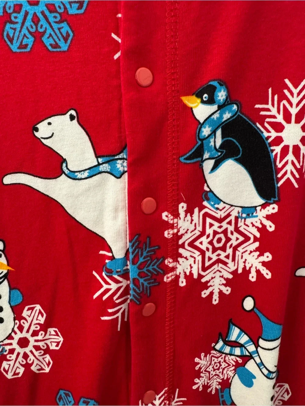 NWT Big Feet Pajama Co Red Kids Penguin Polar Bear Pajamas size 12 cotton
